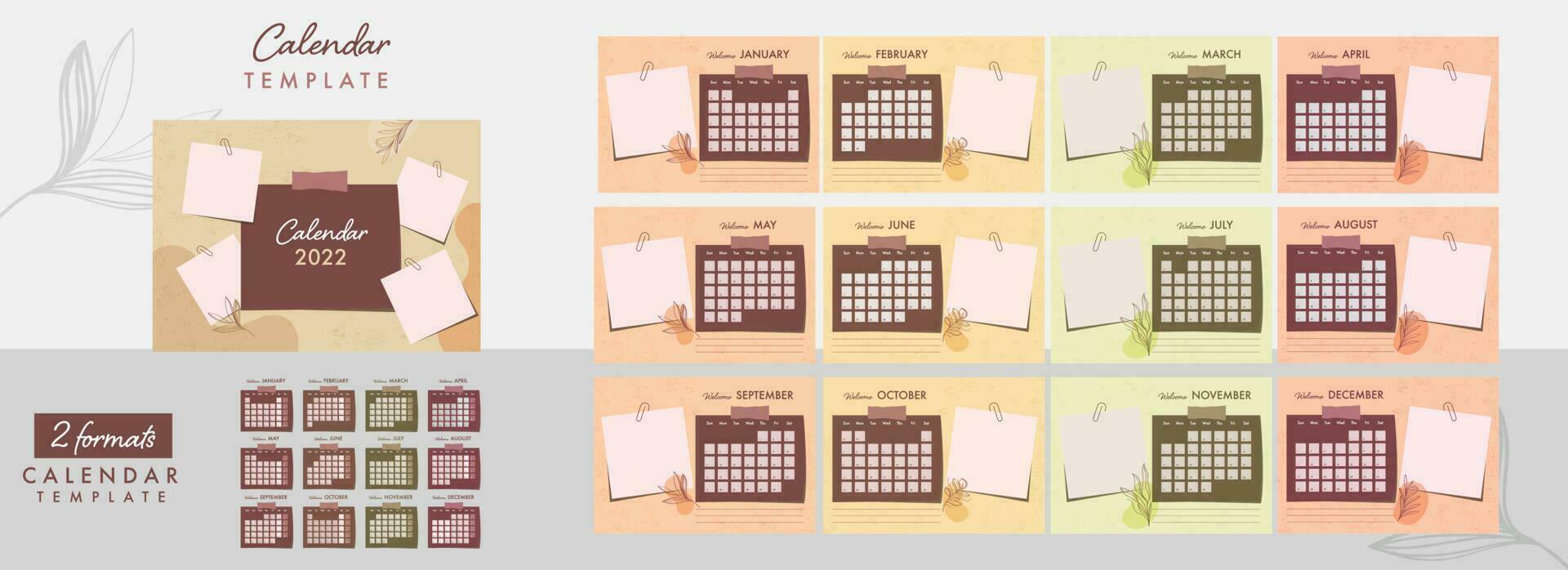 Yearly desk calendar design. vector