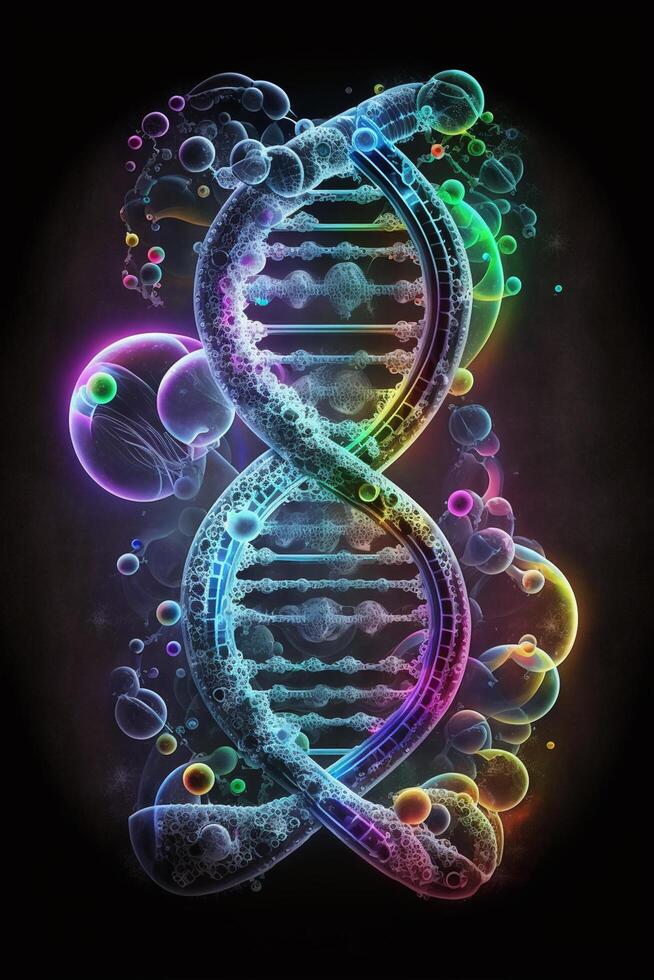 DNA structure with black background photo