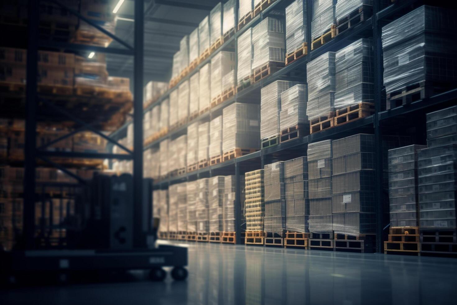 AI-optimized Warehouse Illustration of an Intelligent, Self-Organizing Distribution Center photo