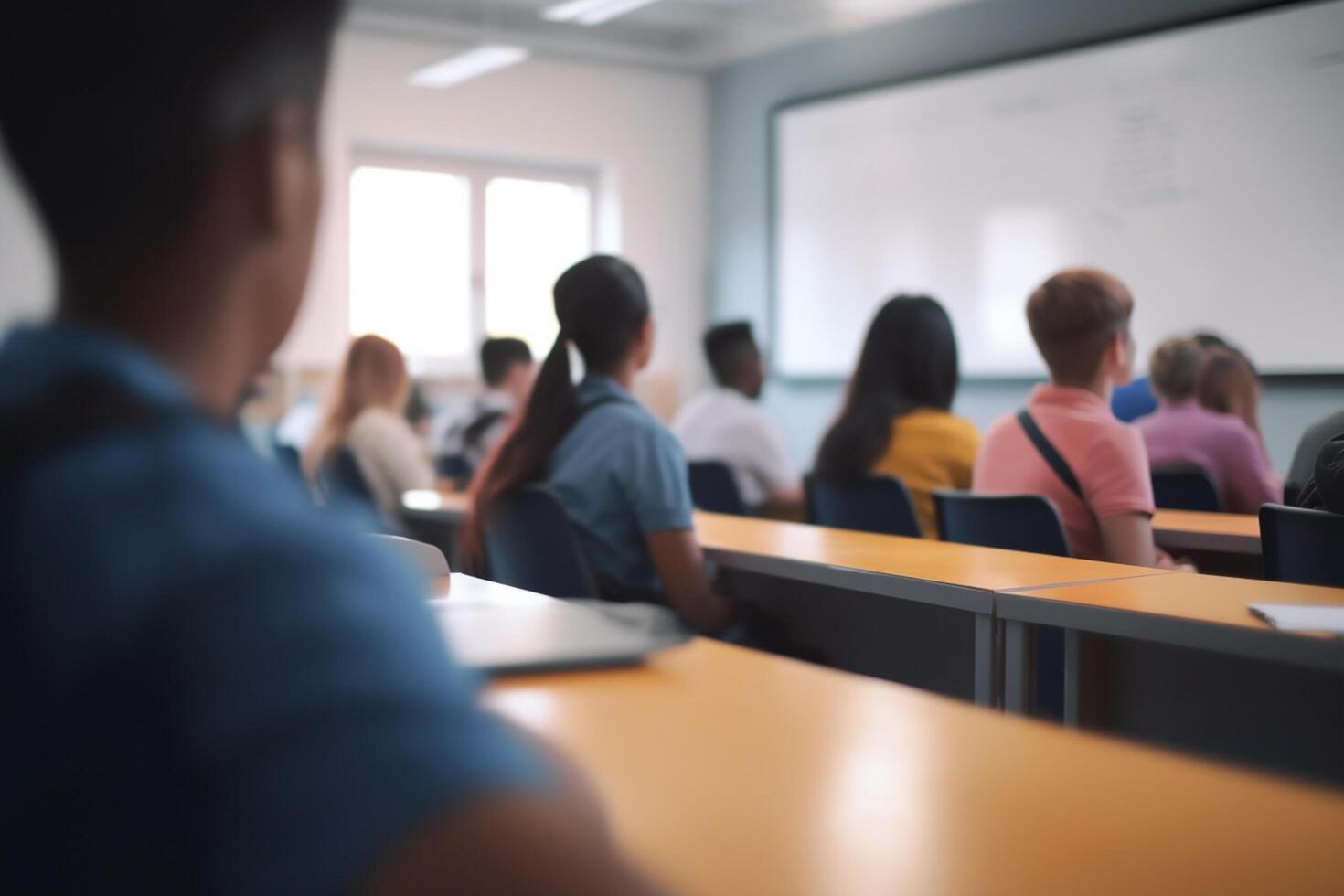 Focused Minds High School Students Learning in a Bright Classroom photo