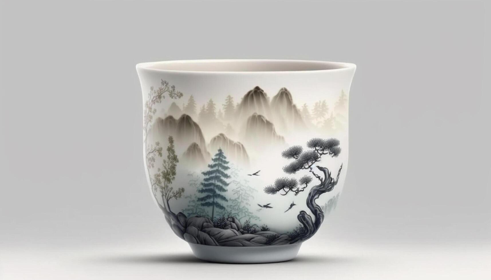 Isolated traditional Chinese tea cup on white background photo