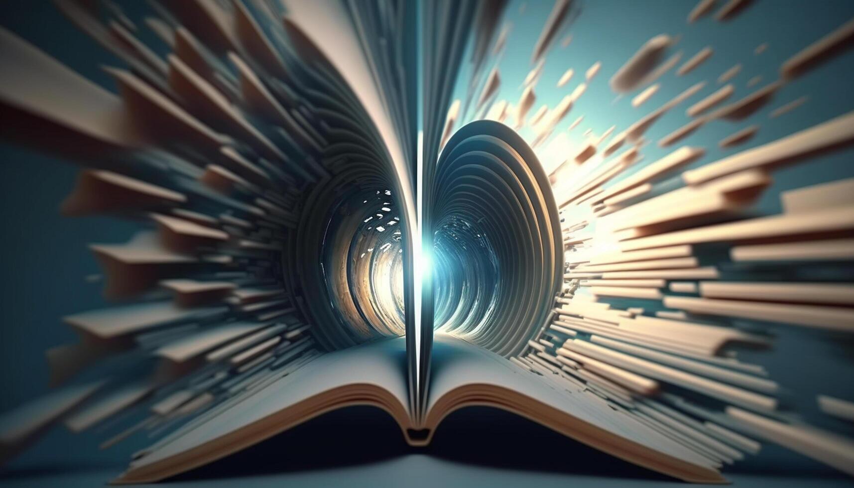 Pages Unbound A Portal to Another Dimension Revealed Through Flying Book Pages photo