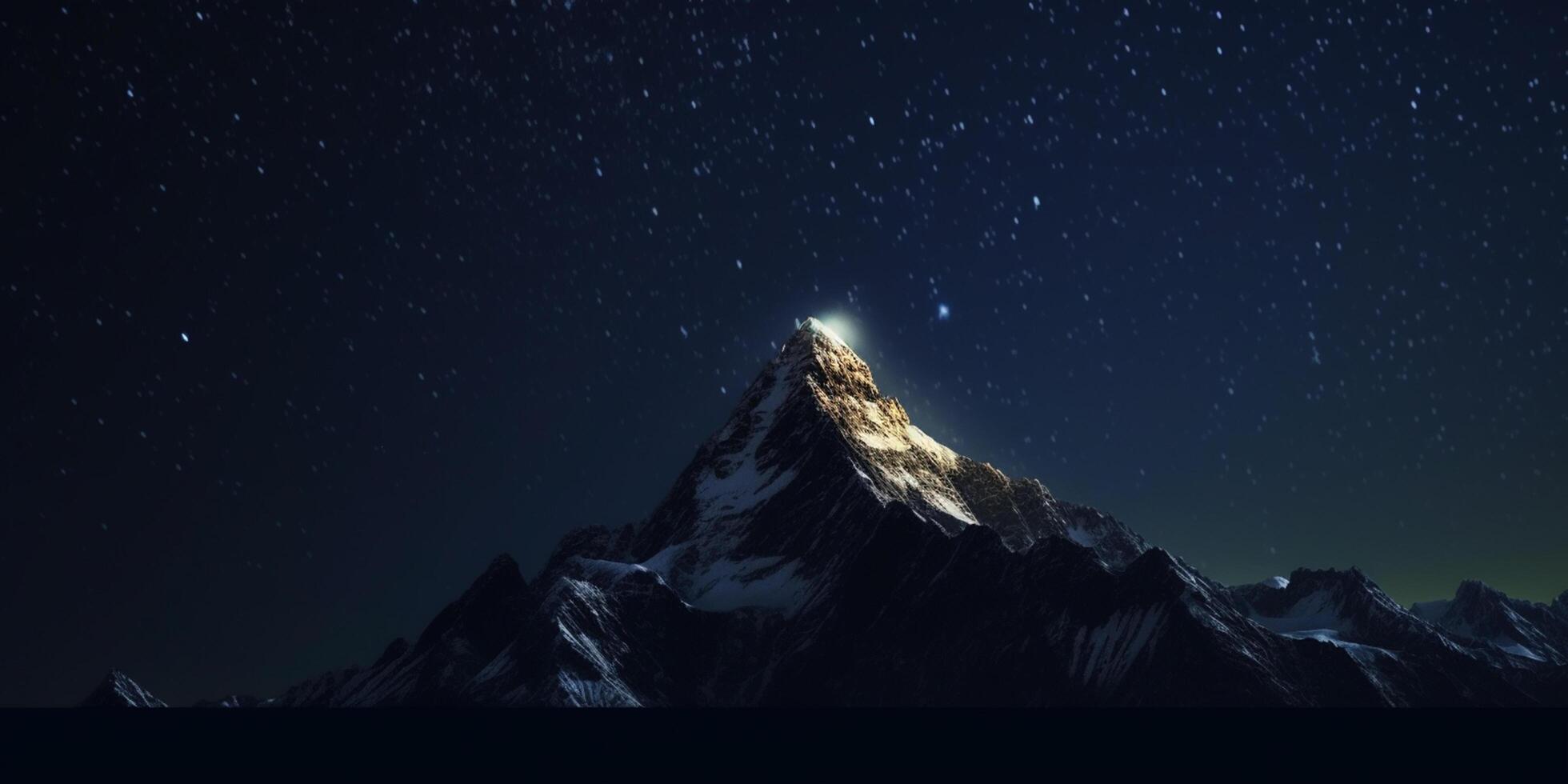 Nighttime Serenity Snowy Mountain Summit Under Starry Skies photo