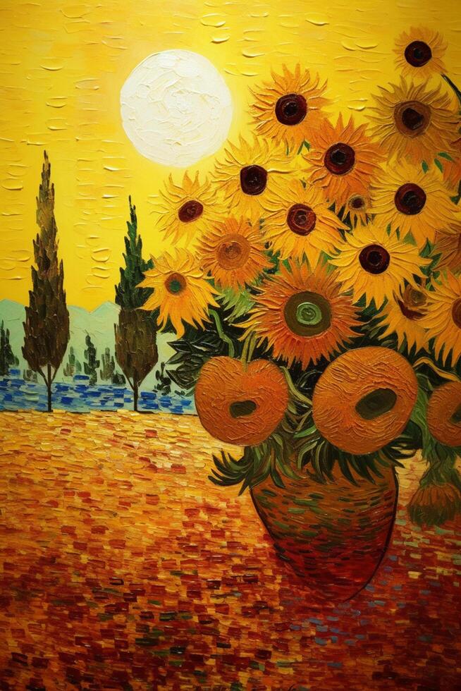 Fields of Sunflowers Bold and Abstract Depiction of a Vibrant Landscape photo