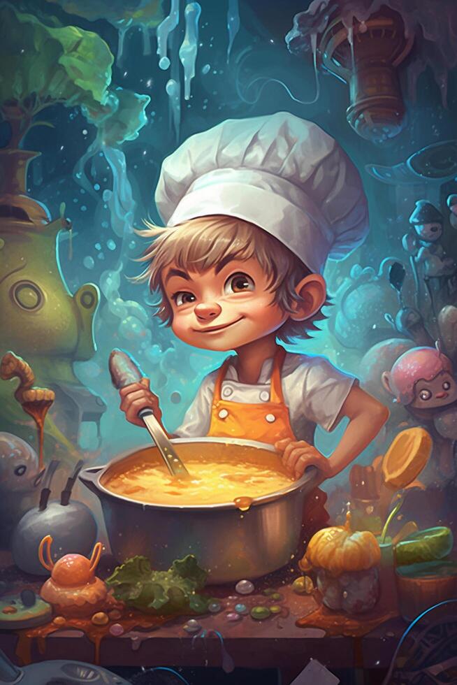 The Magical Kitchen Apprentice A Little Boy's Cooking Adventure in a Mystical World photo