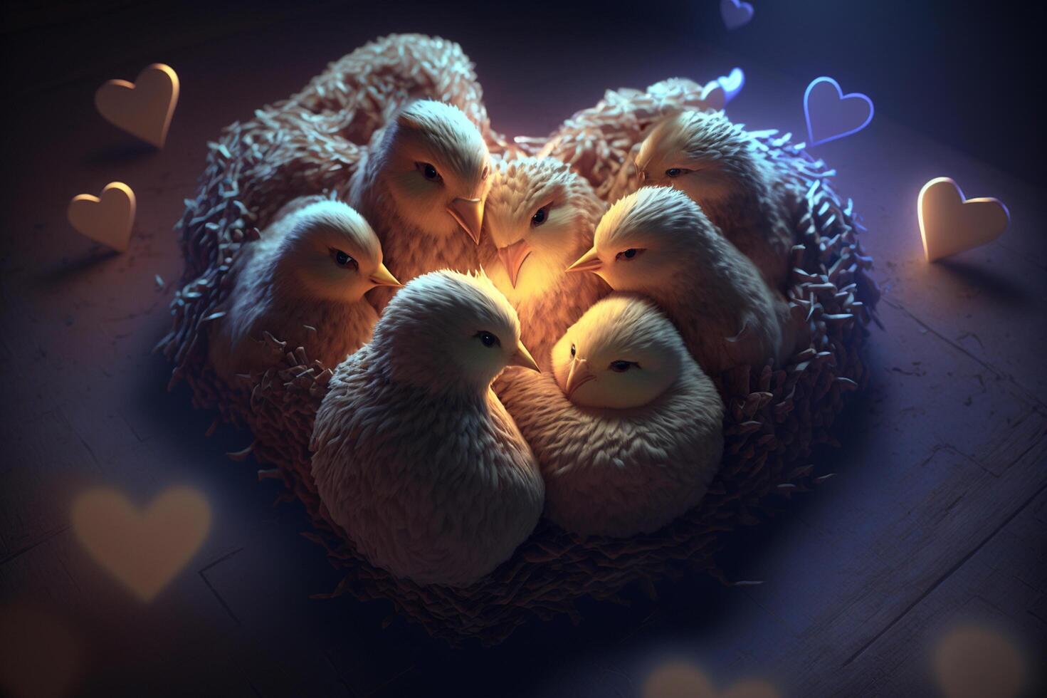 acogedor polluelos adorable bebé pollos acurrucado arriba juntos para calor ai generado foto