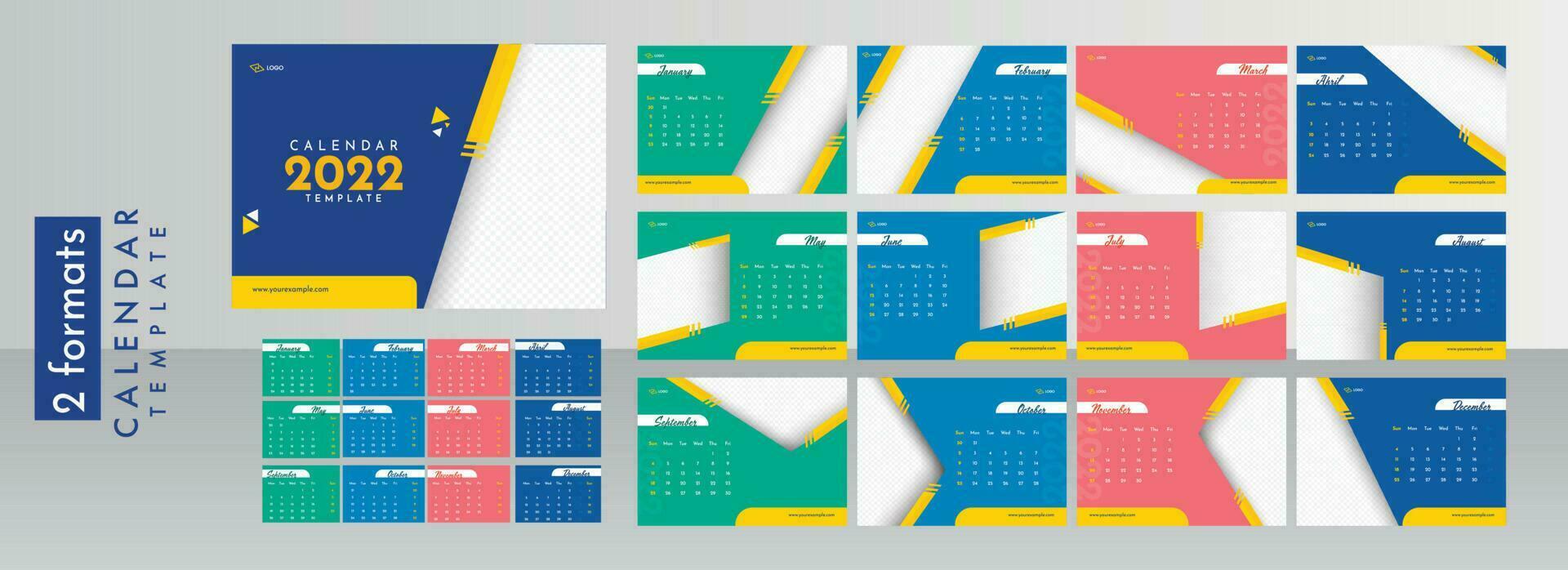 Yearly desk calendar design. vector