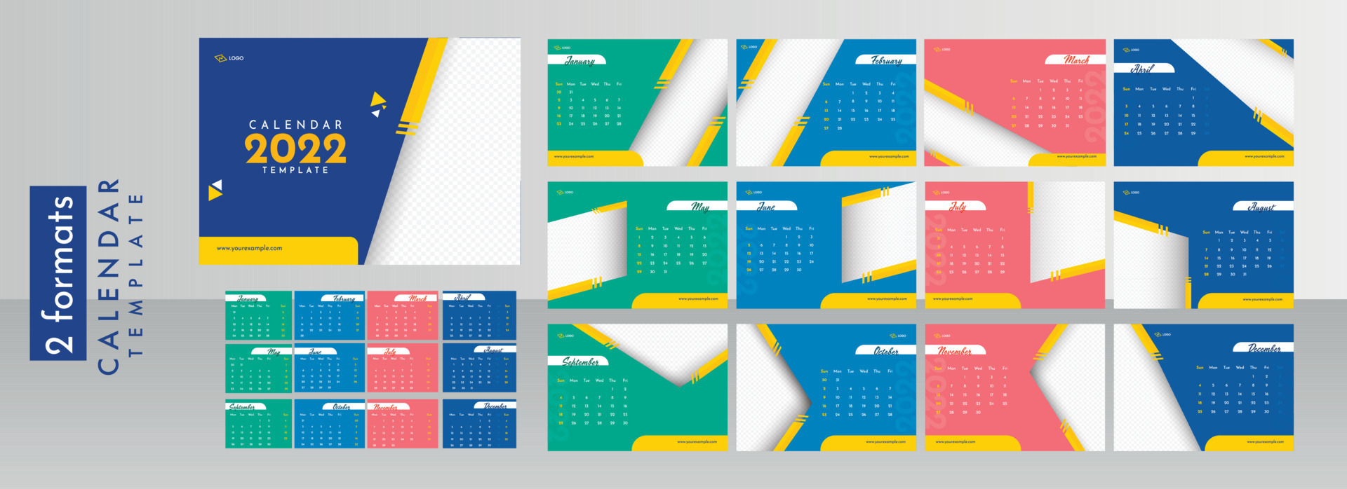 Yearly desk calendar design. 24064665 Vector Art at Vecteezy
