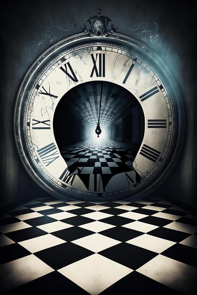 Illustration clock symbol of time and infinity content photo