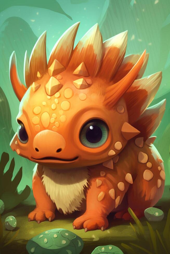 Whimsical and Colorful Digital Comic Art The Adventures of Protoceratops in a Playful World photo