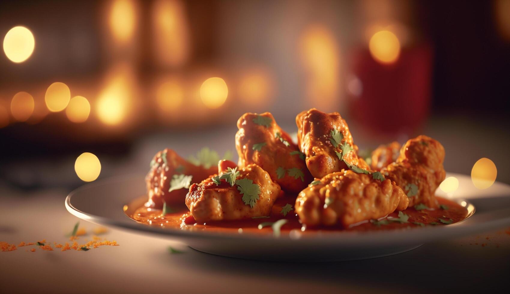 Zesty Chicken Tikka Masala - A classic Indian dish steaming against a dark backdrop photo