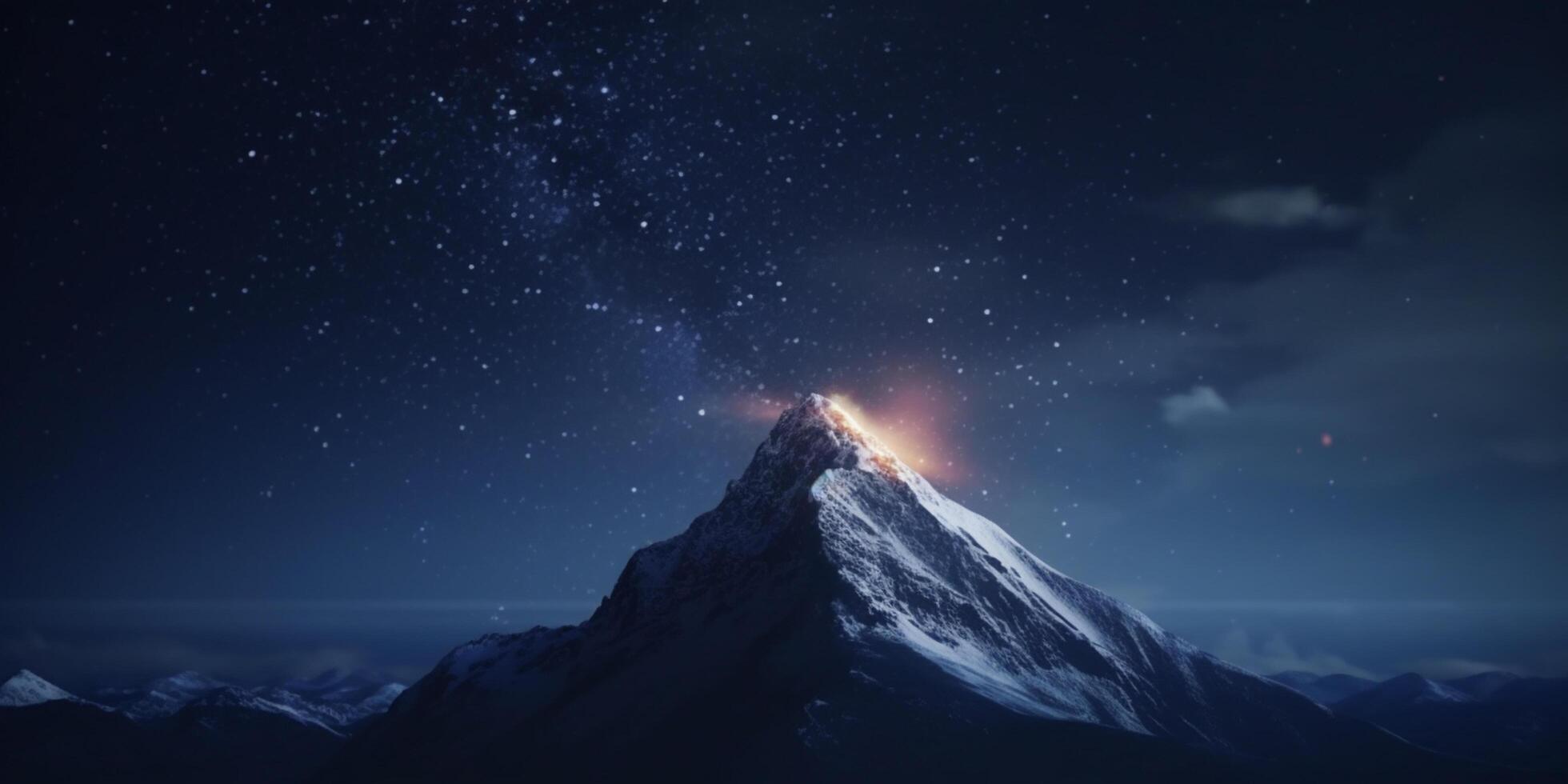 Nighttime Serenity Snowy Mountain Summit Under Starry Skies photo