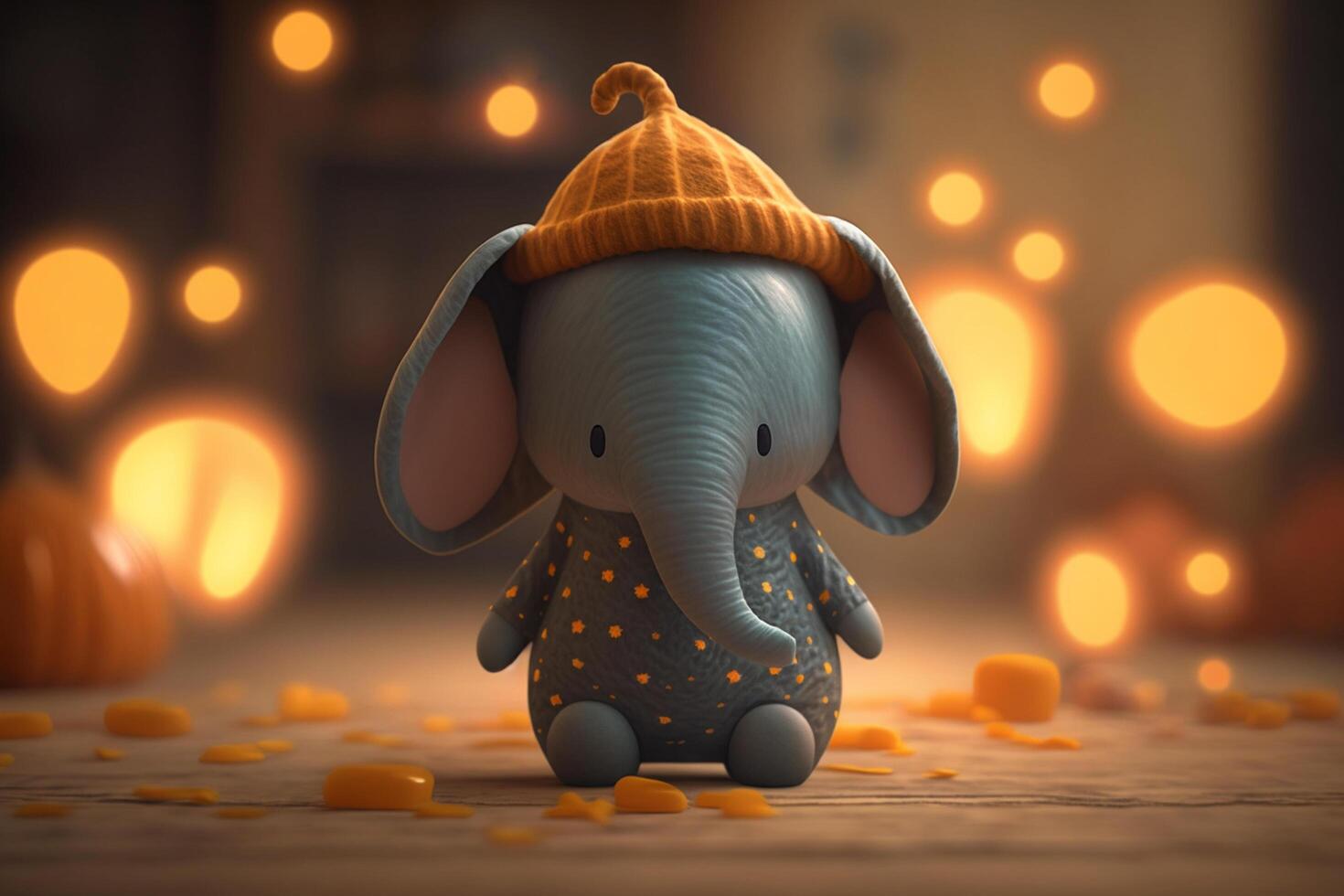 Adorable little elephant in a spooky Halloween costume photo