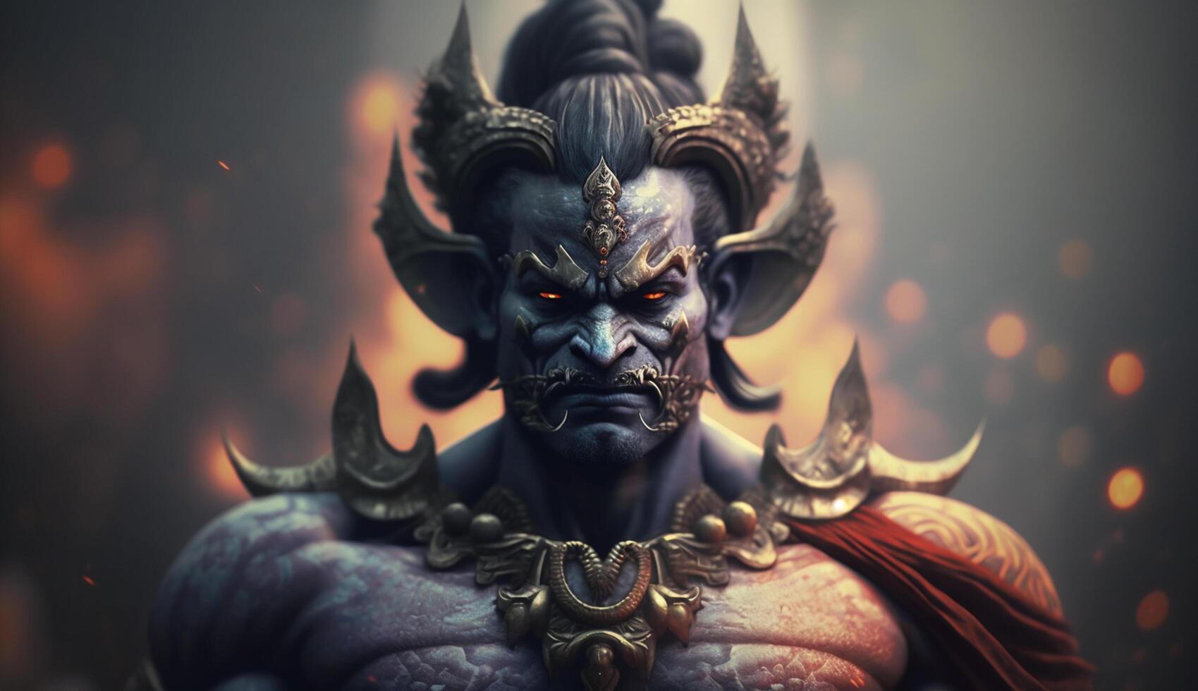 The Mighty Ravana A Stunning Portrait of the Mythical Indian Demon King photo