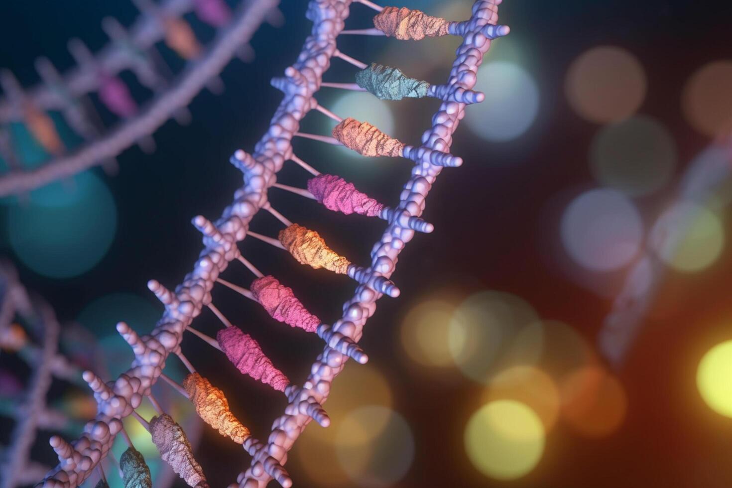 Vibrant 3D Illustration of DNA Replication in Microscopic Detail photo
