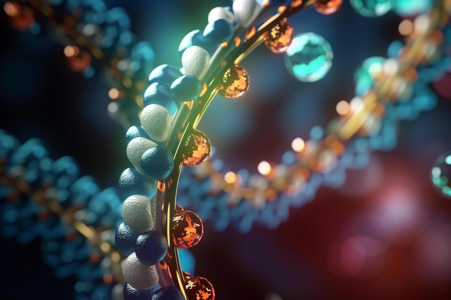 Vibrant 3D Illustration of DNA Replication in Microscopic Detail photo