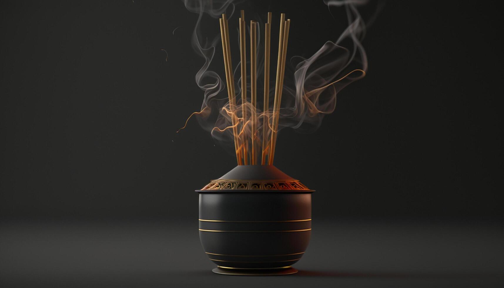 Fragrant Chinese Incense Sticks on Dark Background photo