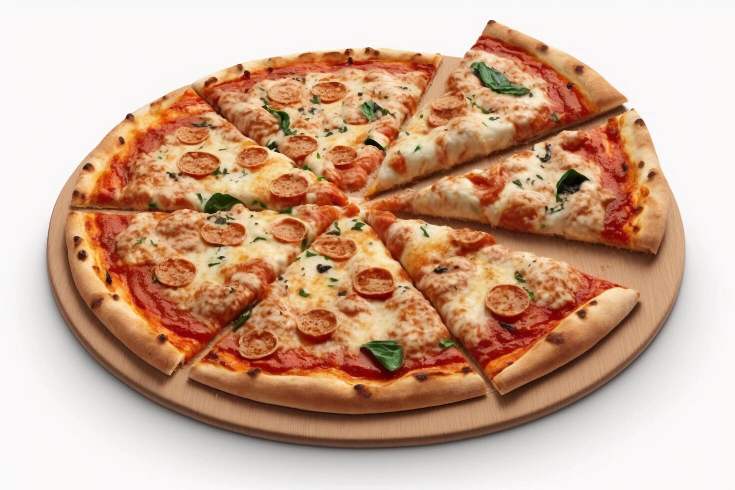 Delicious Italian Pizza isolated on white background photo