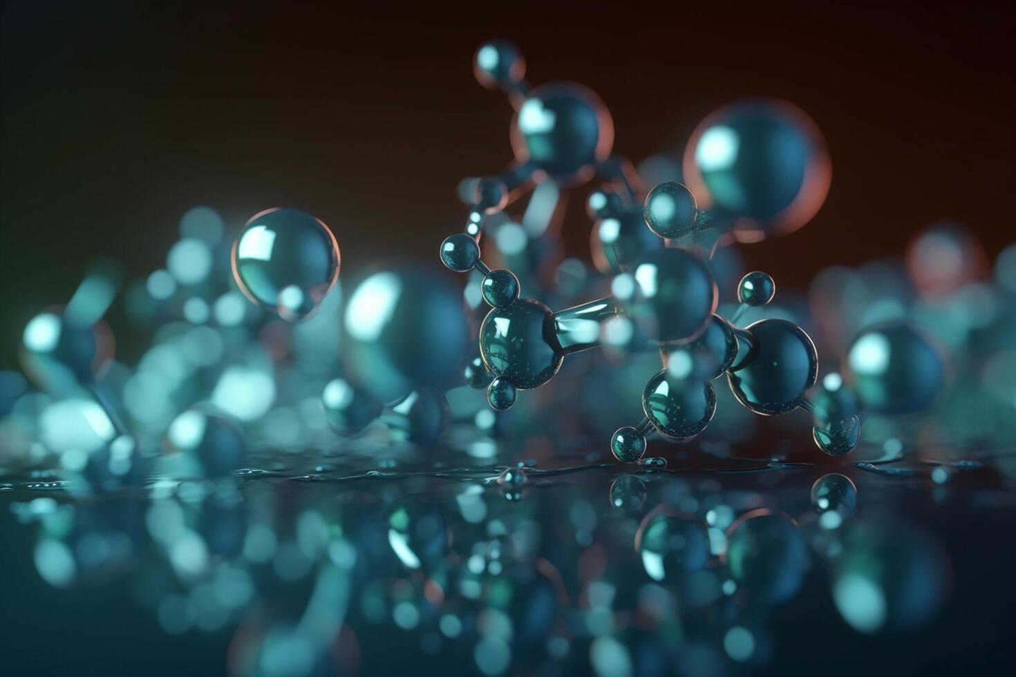 Vibrant 3D illustration depicting the microscopic process of hydrolysis photo