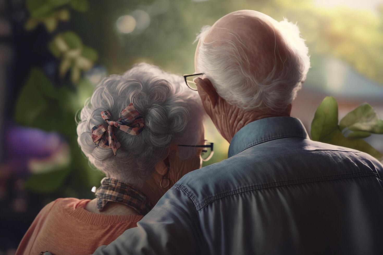 Soulmates Embracing in Old Age A Love that Withstood the Test of Time photo