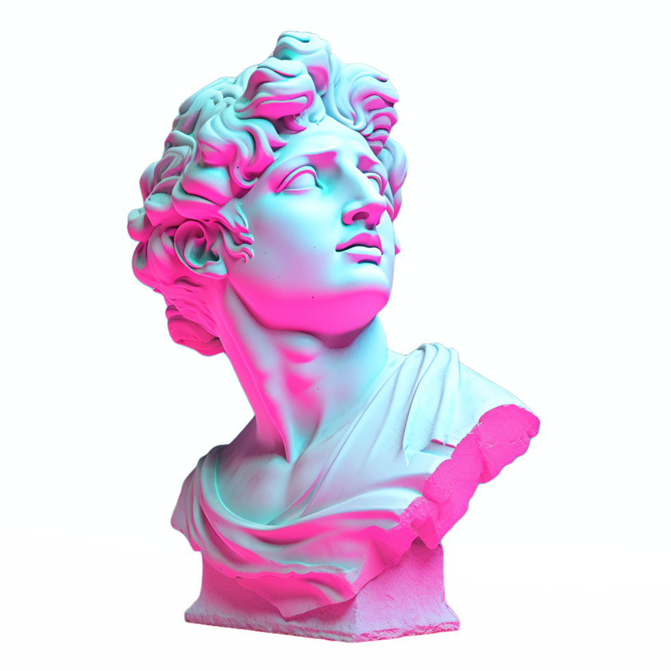 onda de vapor estatua busto clipart ai generado png