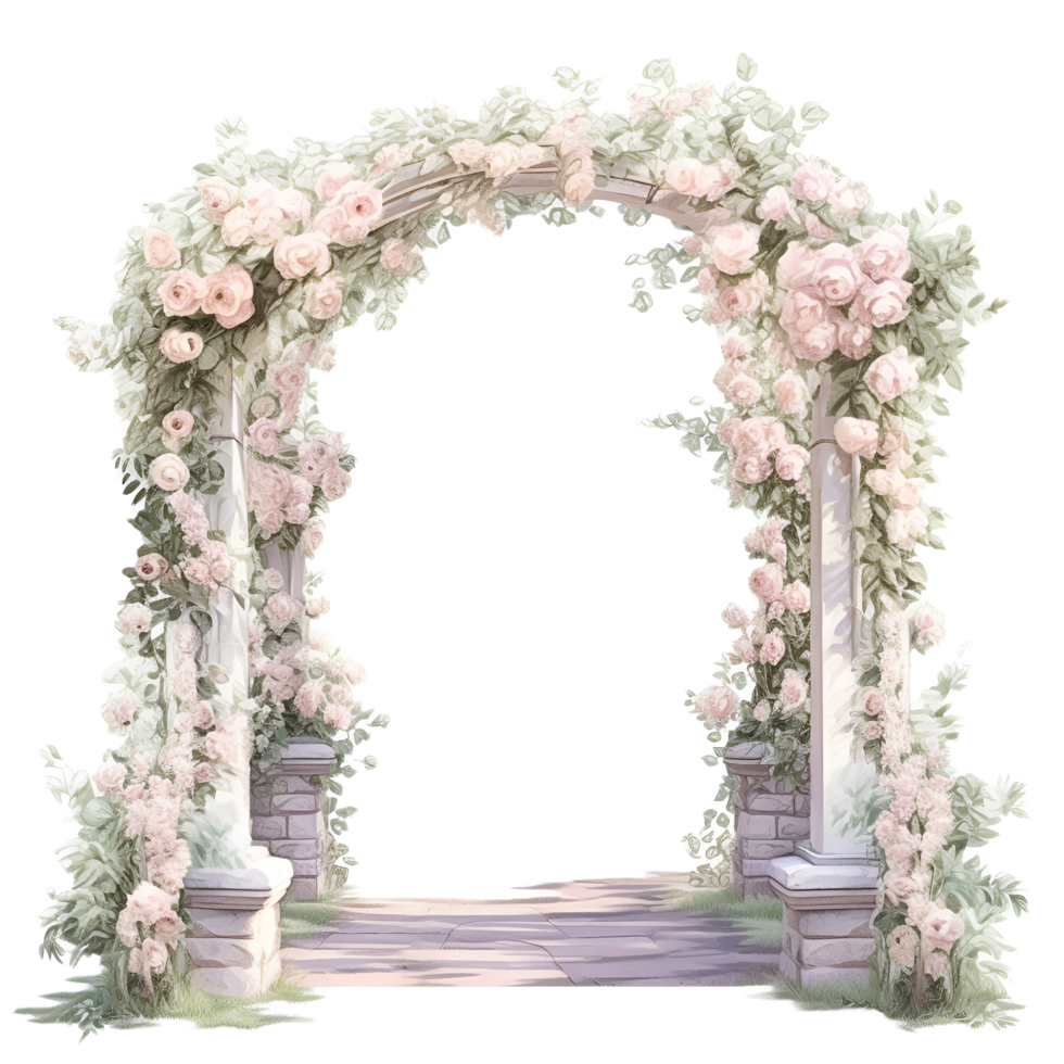 flor arco acuarela clipart ai generado png