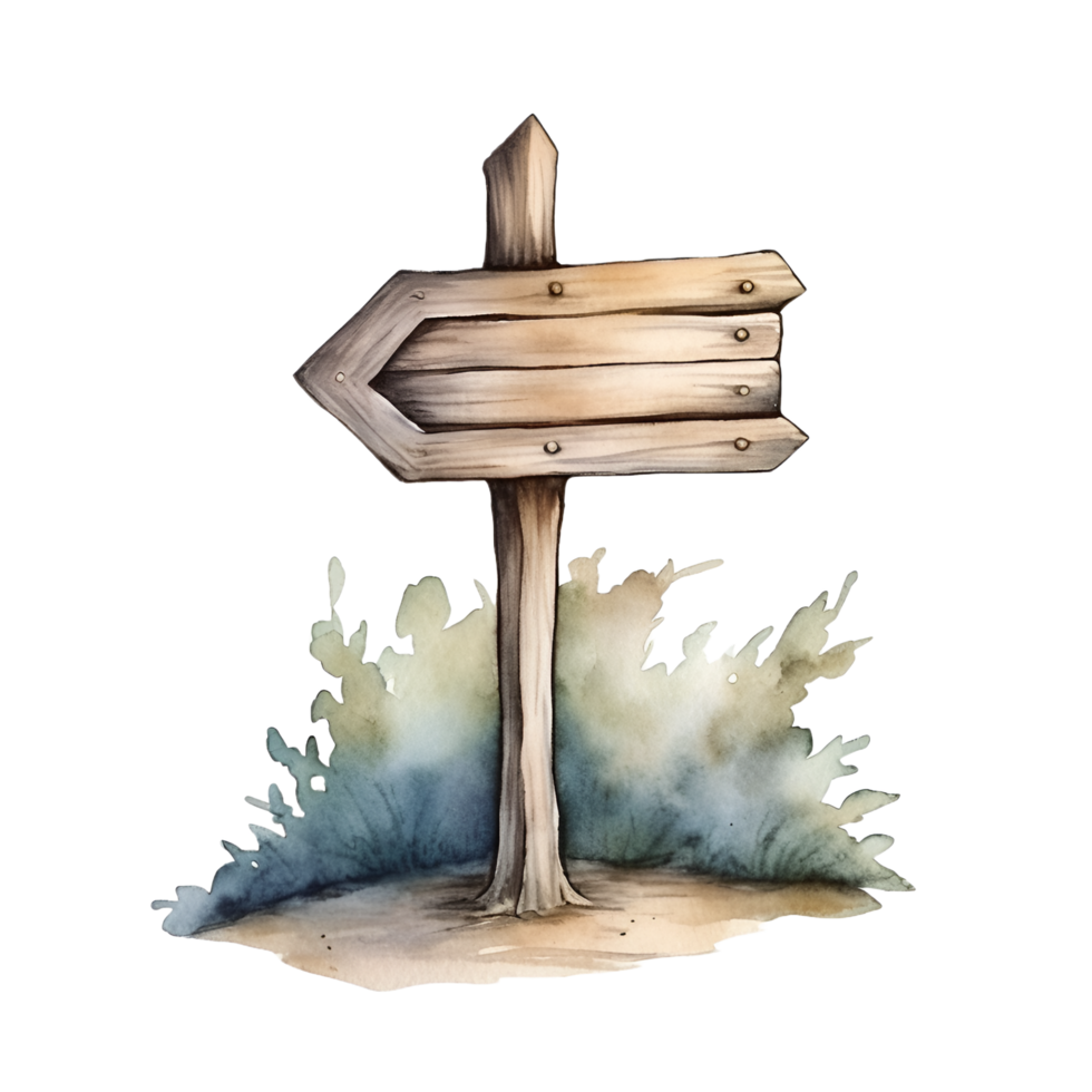Wooden Road Sign Watercolor Clipart png