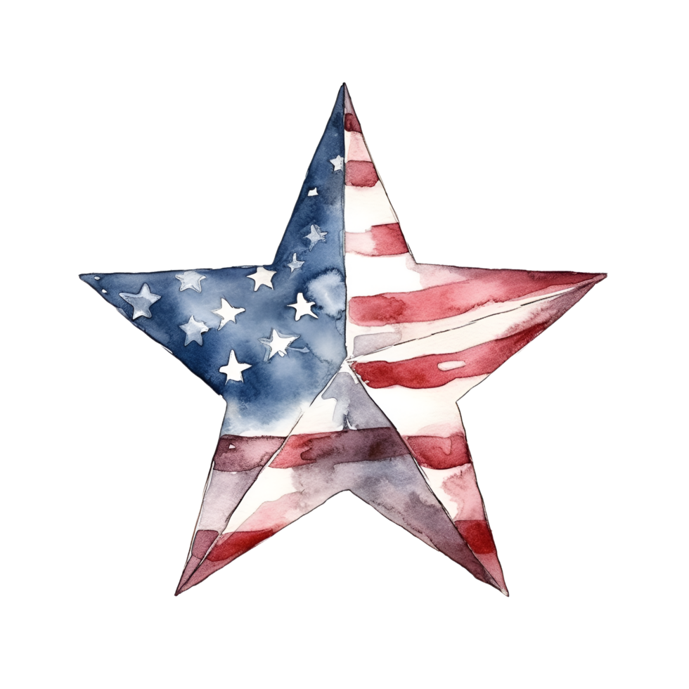 americana stjärna vattenfärg ClipArt ai genererad png