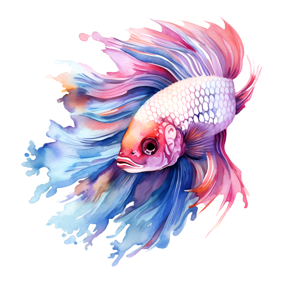 Beta Fish Watercolor Clipart 24065345 PNG