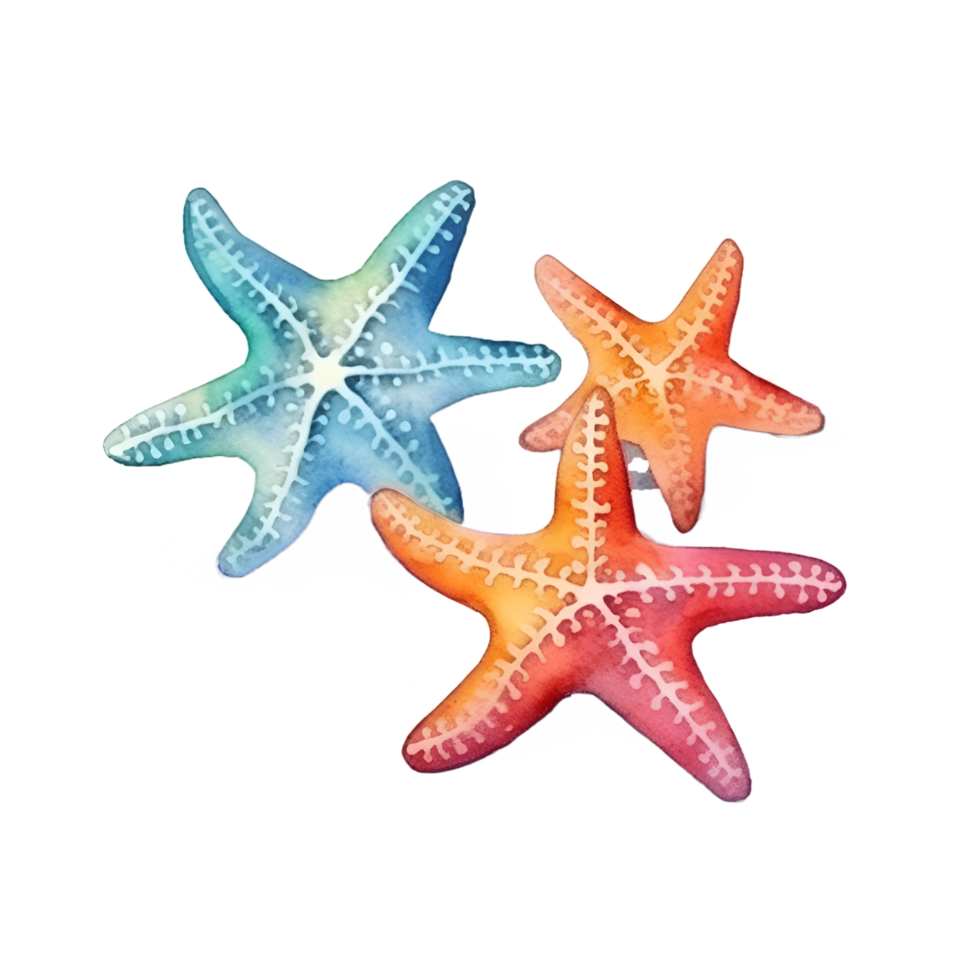 estrella de mar acuarela clipart ai generado png