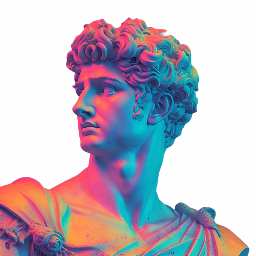 vaporwave statue buste clipart ai généré png