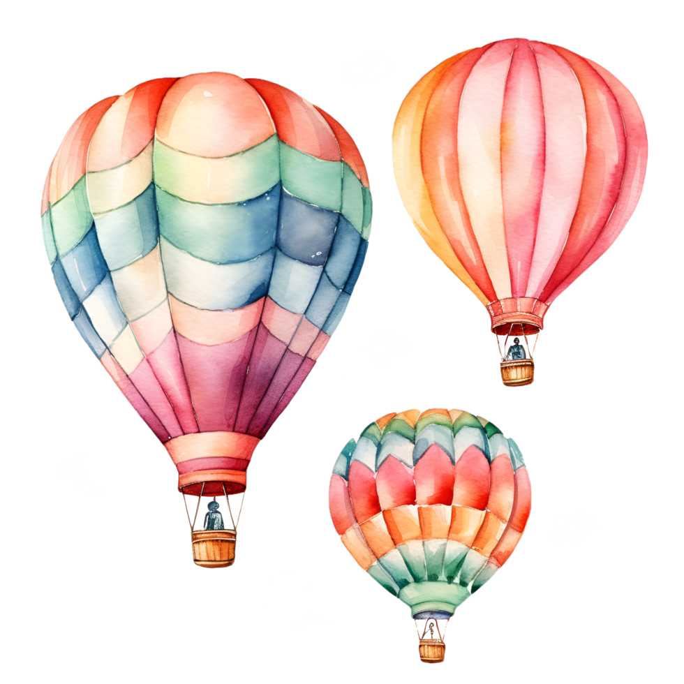 Hot Air Balloons Watercolor Clipart 24065359 PNG