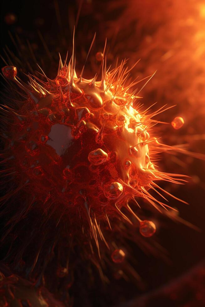 Exploring the Intricacies of Cellular Life A Mesmerizing 3D Illustration Showcasing the Microscopic World of Cancer Cells photo