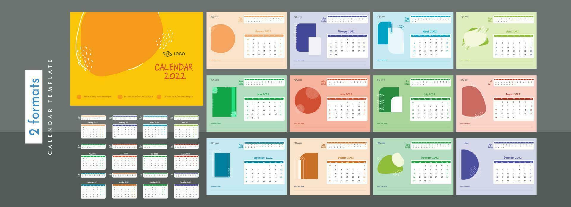 Yearly desk calendar design. vector