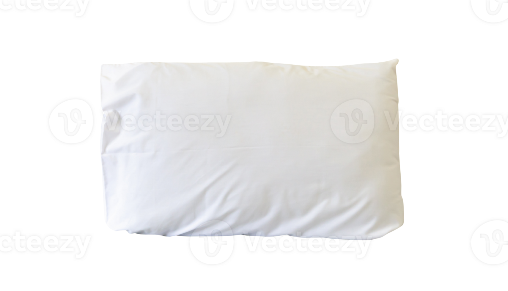 White pillow with case after guest's use at hotel or resort room isolated with clipping path in png file format, Concept of comfortable and happy sleep in daily life