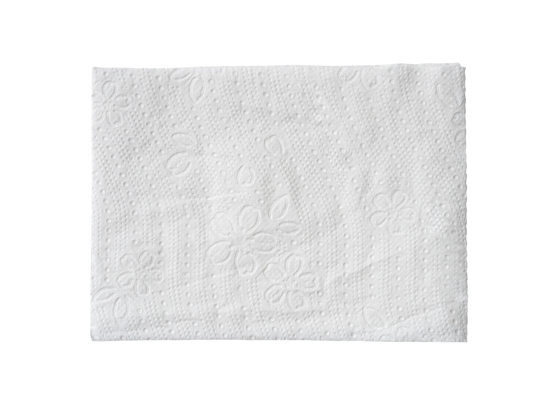 Top view of folded white tissue paper or napkin isolated with clipping ...