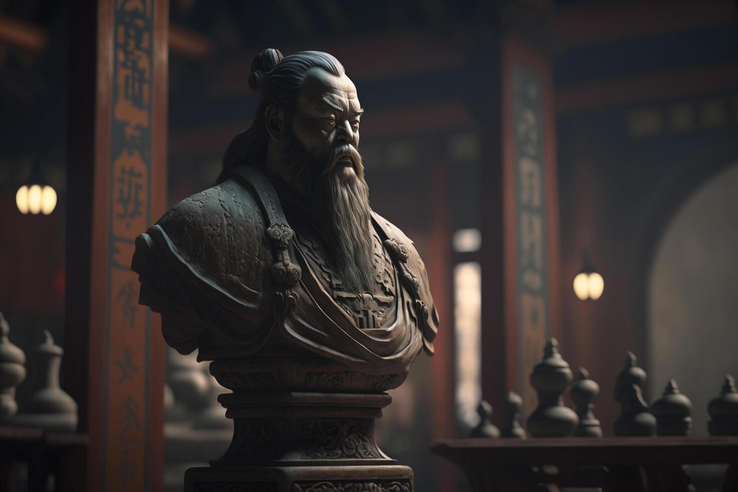 Statue of Confucius in a Traditional Chinese Room photo
