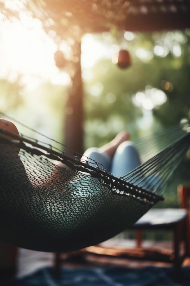 Relaxing in the Hammock Person Reading a Book photo