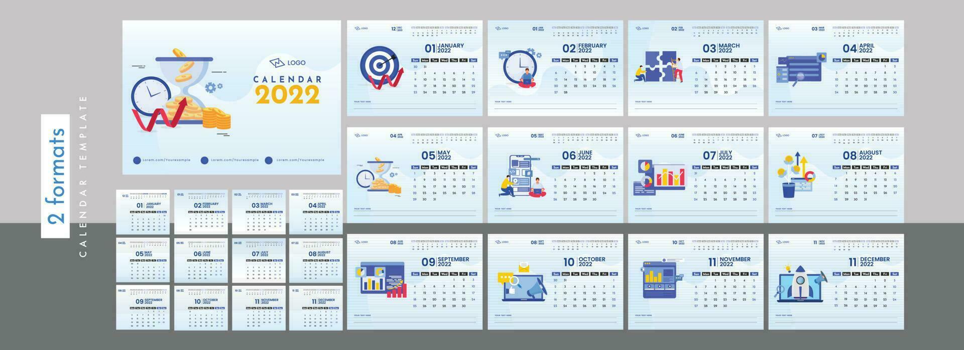 Yearly desk calendar design. vector