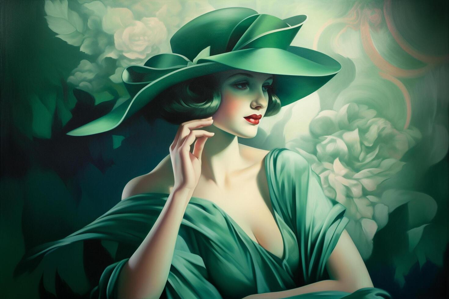 The Art Deco Lady in Green A Portrait of a Cool Blonde Beauty from the 1920s photo