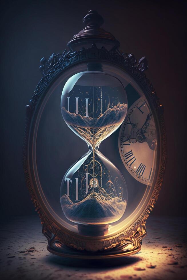 Illustration hourglass symbol of time and infinity content photo