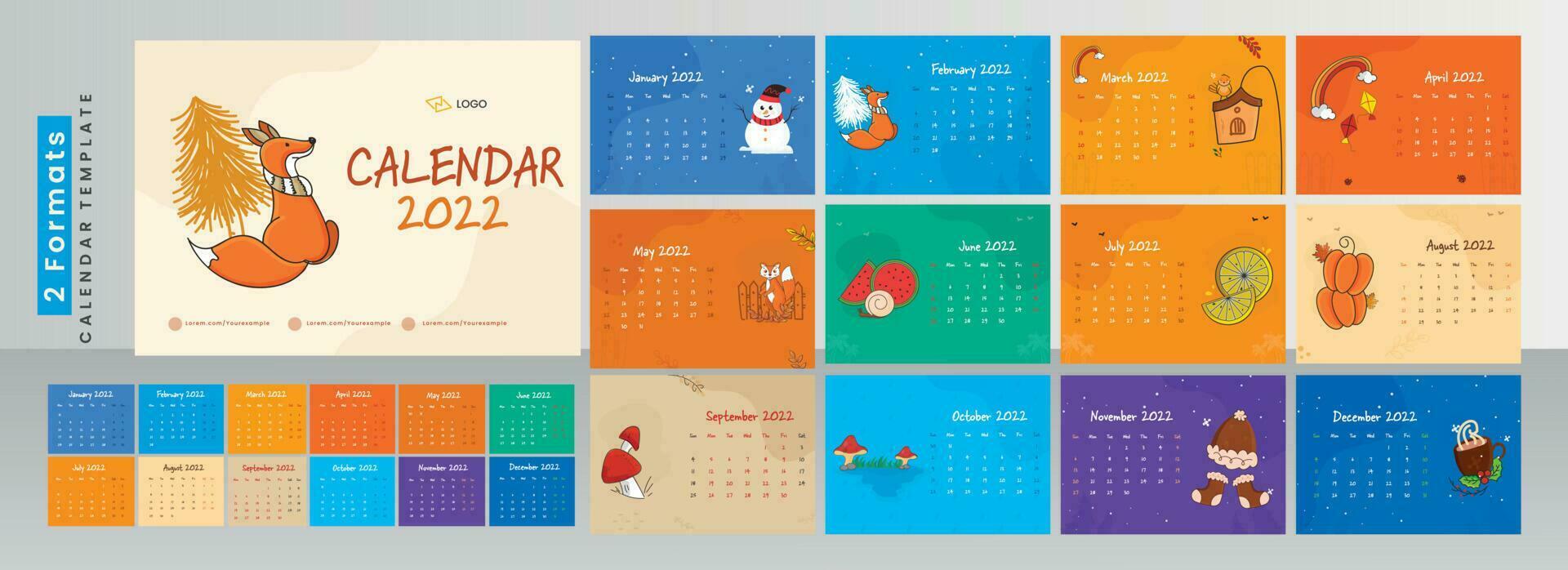 Yearly desk calendar design. vector