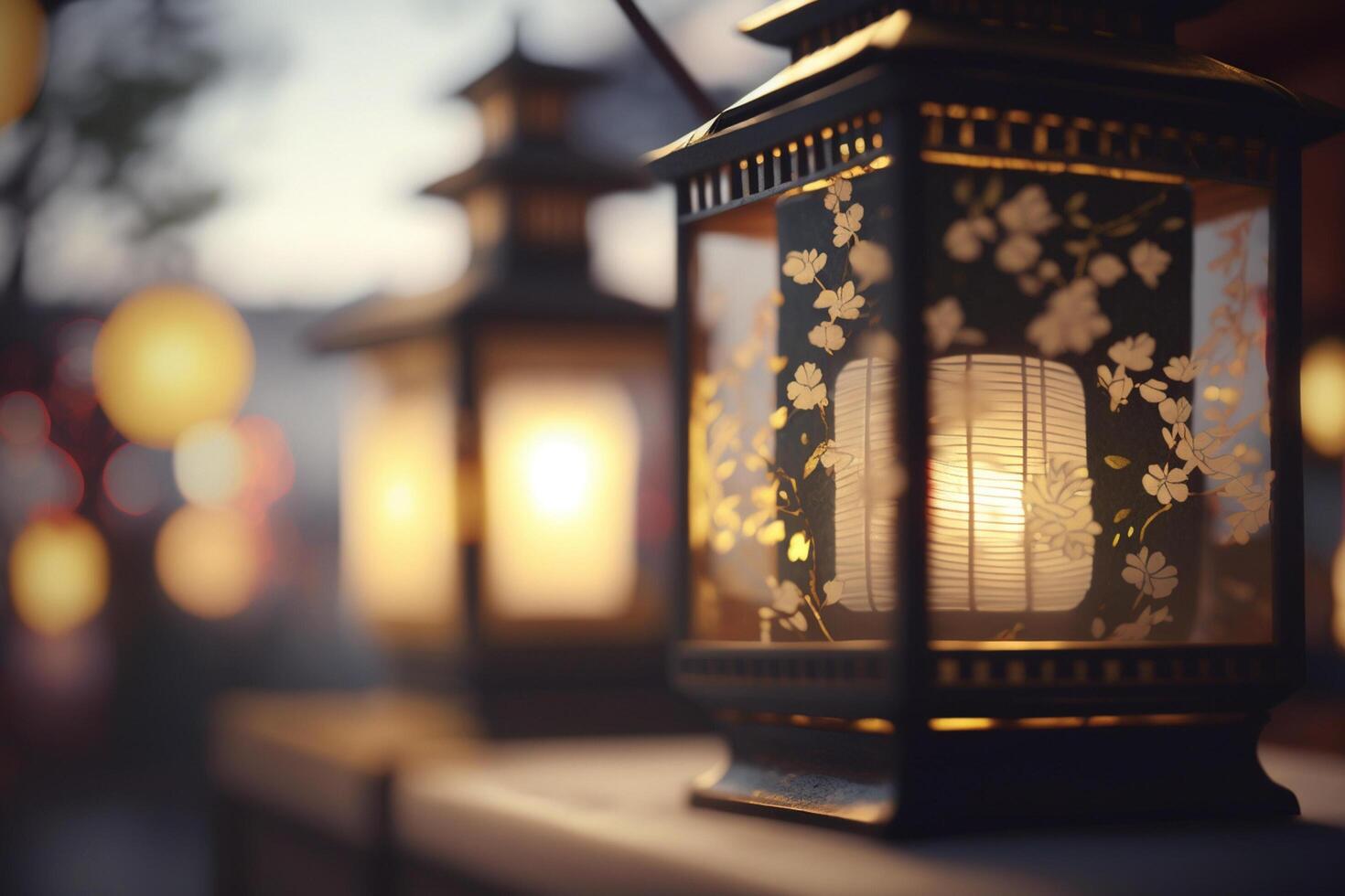 Honoring Ancestors Celebrating Japan's Obon Festival with Lanterns and Dance photo