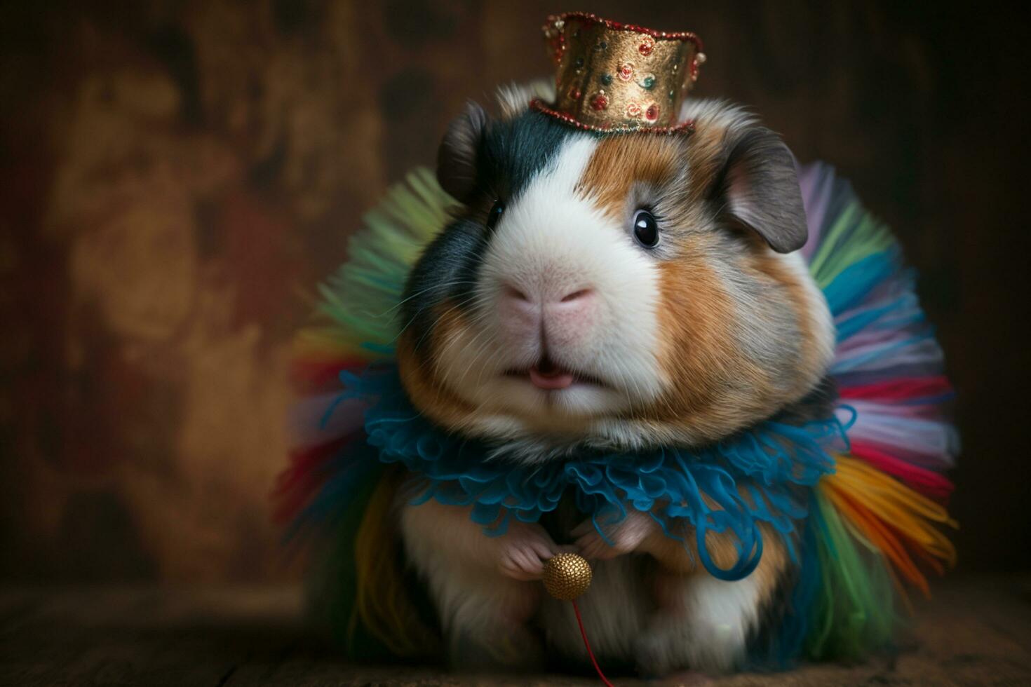 Funny guinea pig celebrates carnival in costume AI generated photo