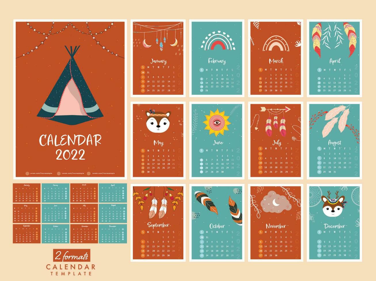 Yearly desk calendar design. vector