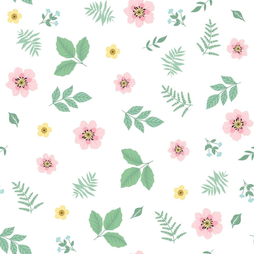 Decorative leaves and flowers. Hand drawn vector design elements. Ideal for scrapbooking, textile, web, fabric.