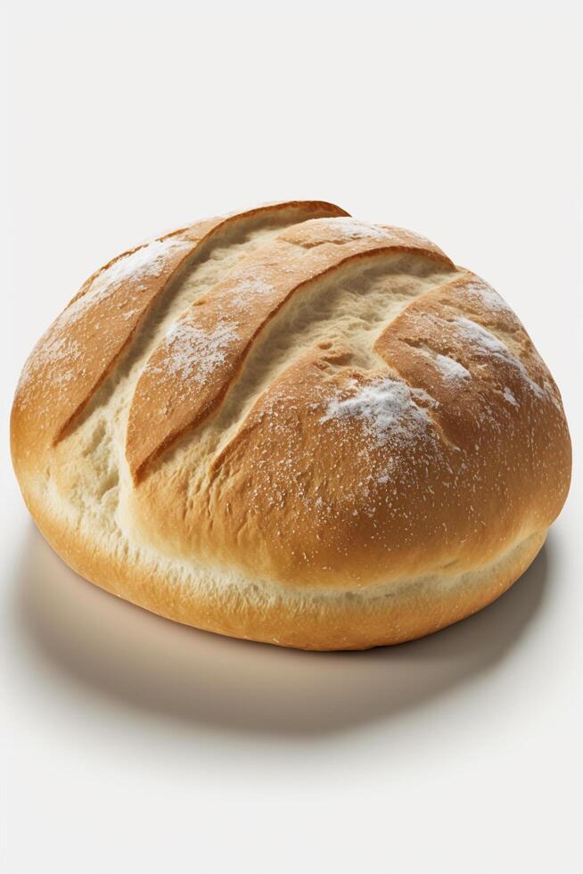 Freshly baked Italian Ciabatta bread on isolated white background photo