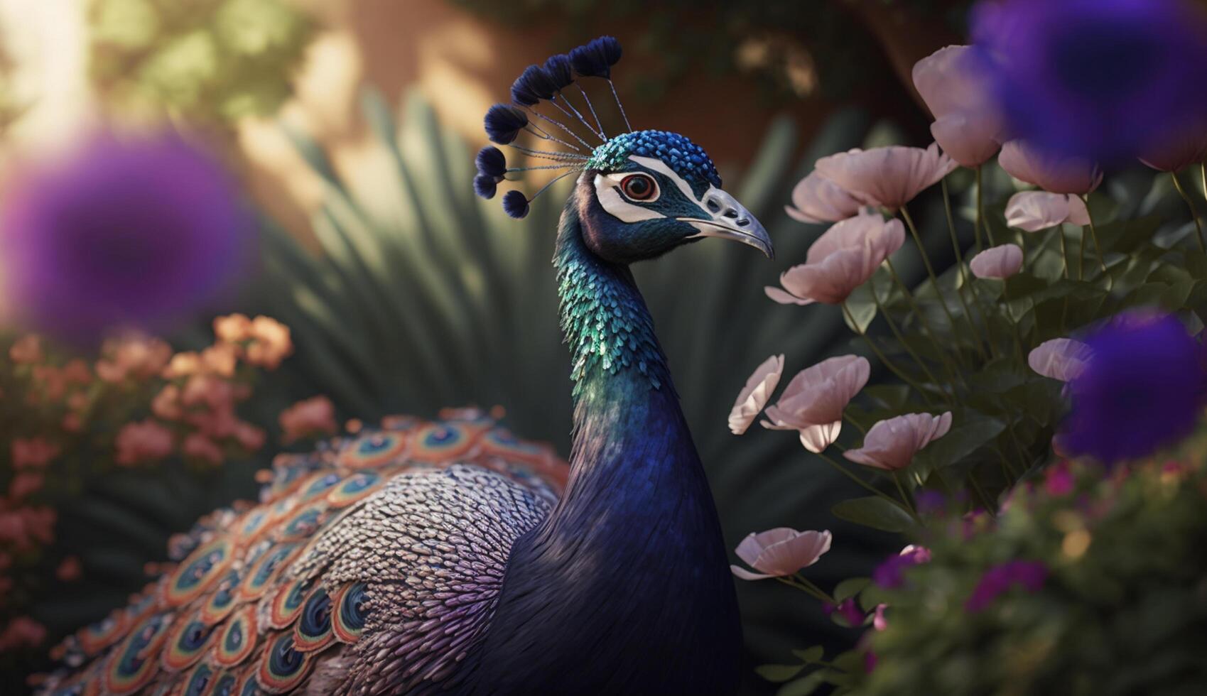 Beautiful Peacock in an Indian Garden photo