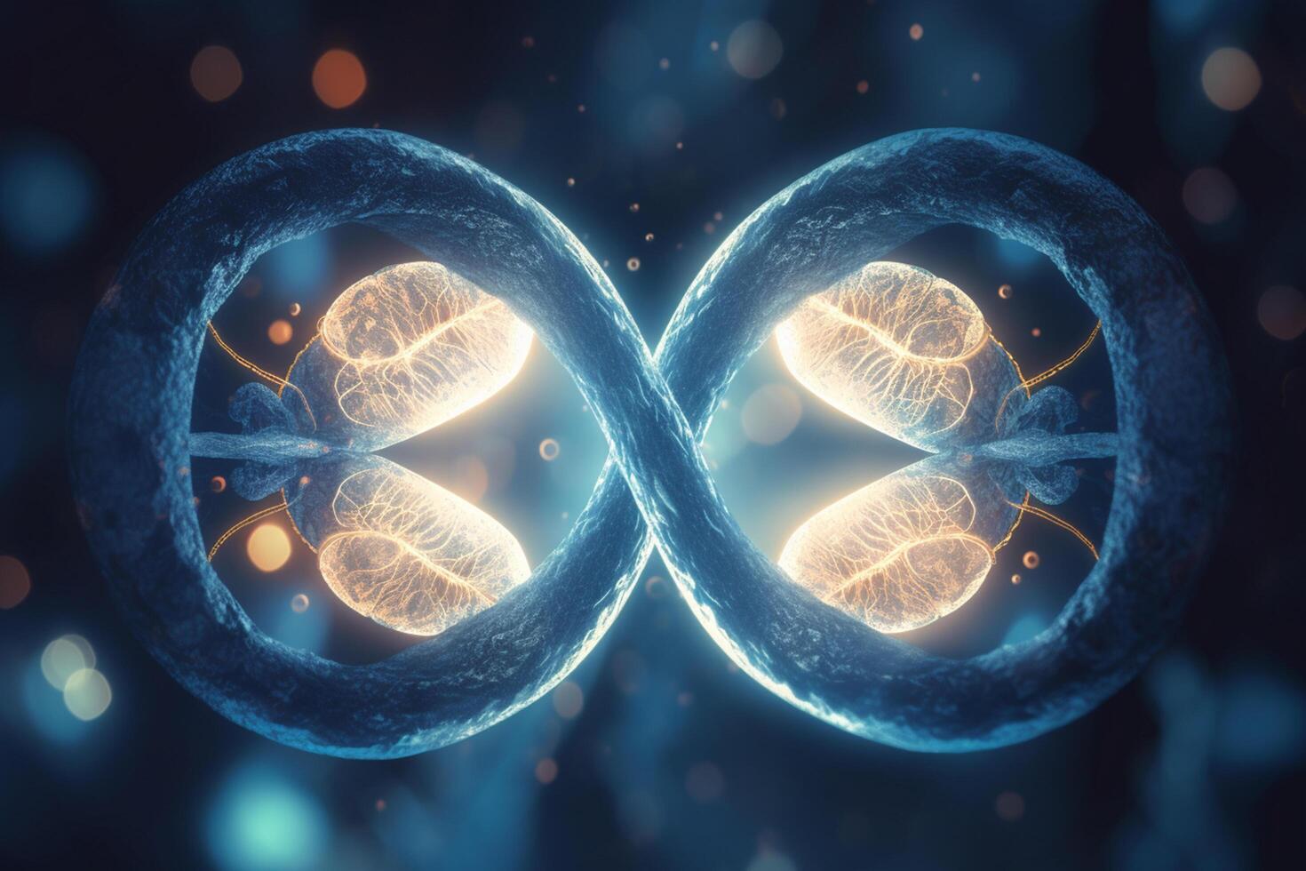 Colorful 3D illustration of microscopic cell division photo