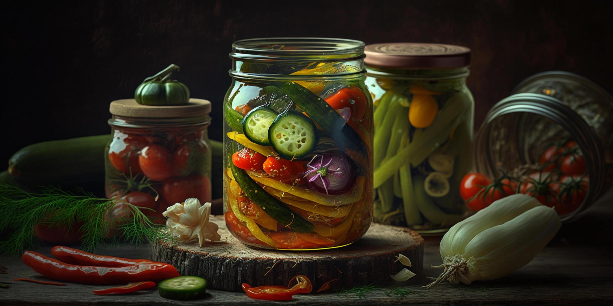 tradicional ruso en escabeche vegetales un consagrado comida preservación técnica ai generado foto